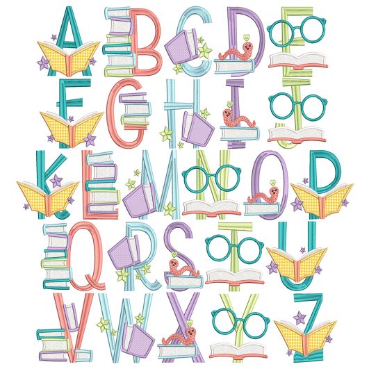 Reading Alphabet | Machine Embroidery Designs by JuJu