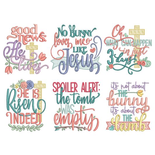 Religious Easter Word Art Machine Embroidery Designs by JuJu
