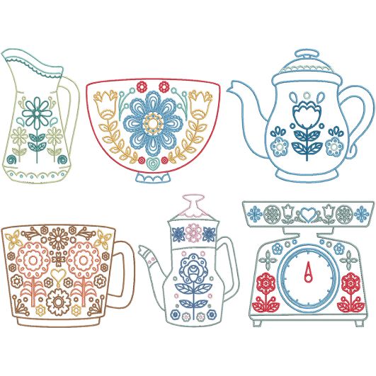 Retro Kitchen Digital Embroidery Designs by JuJu