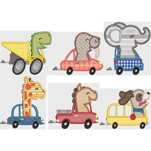 Road Tripping Animals Machine Embroidery Designs by JuJu