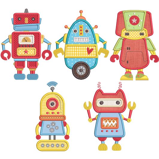 Robots Applique | Machine Embroidery Designs by JuJu