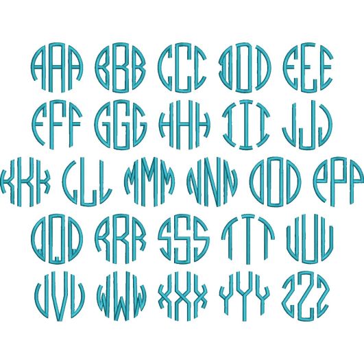 Round Block Monogram Machine Embroidery Designs by JuJu