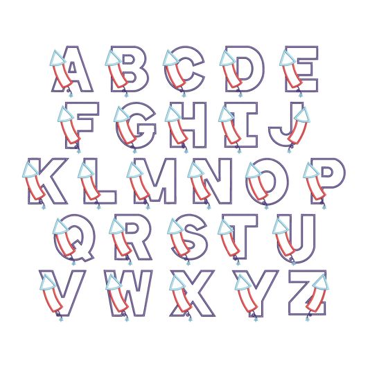 Firecracker Alphabet | Machine Embroidery Designs by JuJu