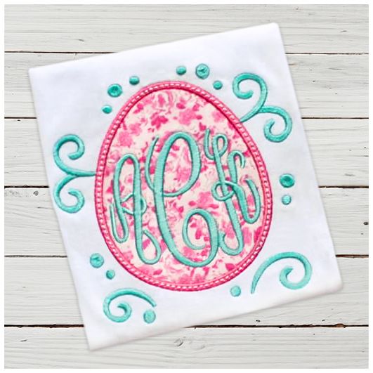 Flourish Egg Monogram Frame | Machine Embroidery Designs by JuJu