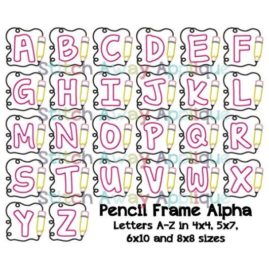 Pencil Frame Alphabet | Machine Embroidery Designs by JuJu