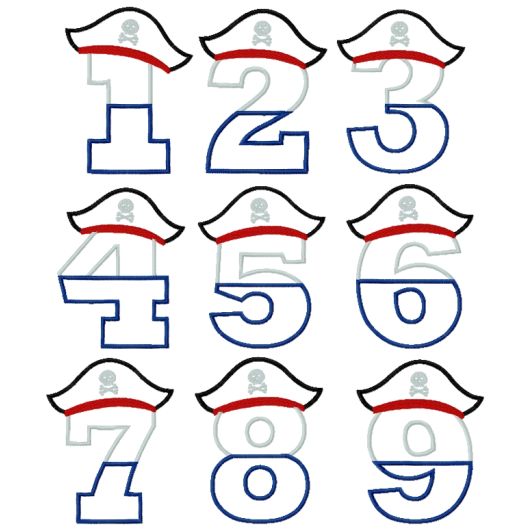 Pirate Numbers | Machine Embroidery Designs by JuJu