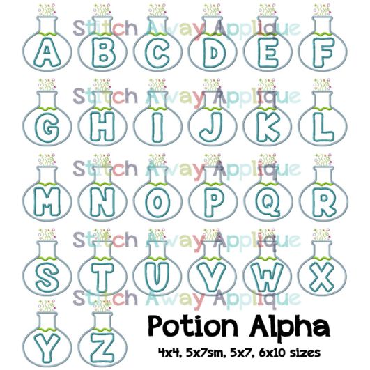 Potion Alphabet | Machine Embroidery Designs by JuJu