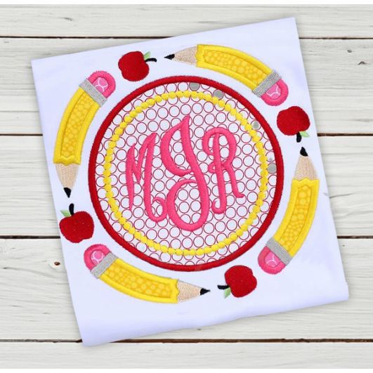 Pencil Monogram Frame | Machine Embroidery Designs by JuJu
