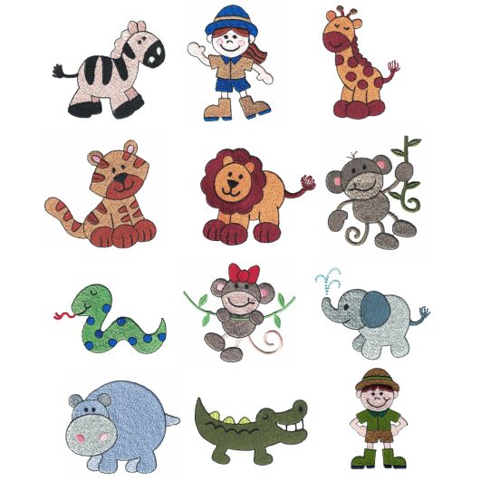 Safari Animals Filled Stitch Machine Embroidery Designs by JuJu
