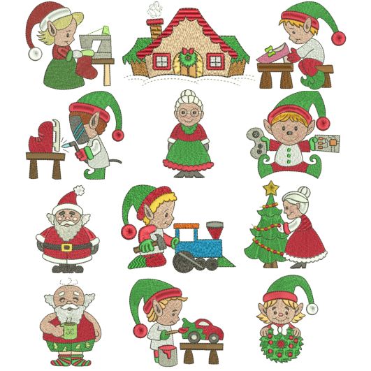 Santa's Workshop Filled Stitch Machine Embroidery Designs by JuJu
