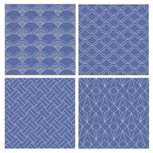 Sashiko Quilt Blocks 4 Machine Embroidery Designs by JuJu