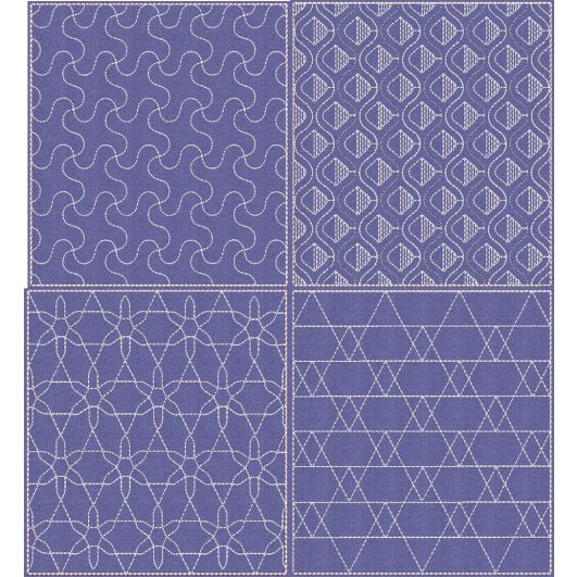 Sashiko Quilt Blocks 18 Machine Embroidery Designs by JuJu