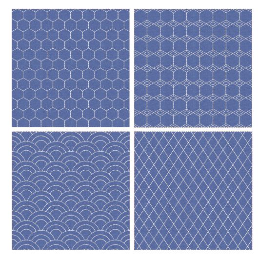 Sashiko Quilt Blocks 5 Machine Embroidery Designs by JuJu