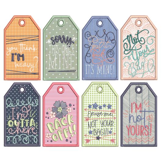 In The Hoop Sassy Luggage Tags | Machine Embroidery Designs by JuJu
