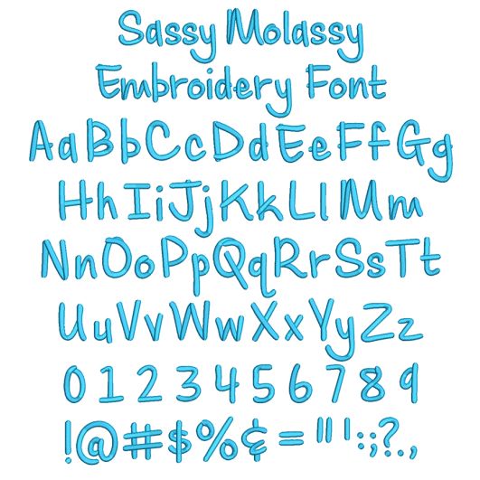 Sassy Molassy Embroidery Font | Machine Embroidery Designs by JuJu