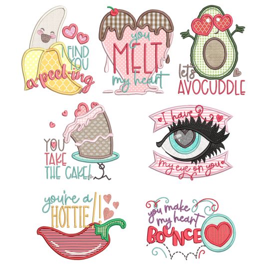 Sassy Valentine Machine Embroidery Designs by JuJu
