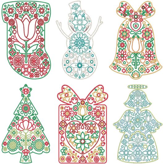 Scandinavian Christmas 3 Digital Embroidery Designs by JuJu
