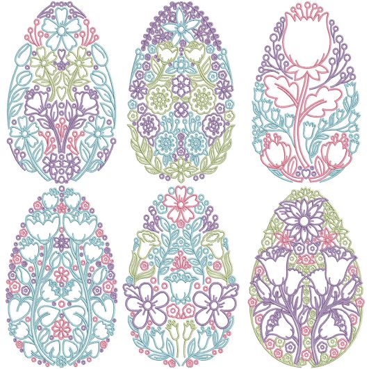Scandinavian Easter Eggs Digital Embroidery Designs by JuJu