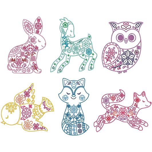 Scandinavian Forest Animals Digital Embroidery Designs by JuJu