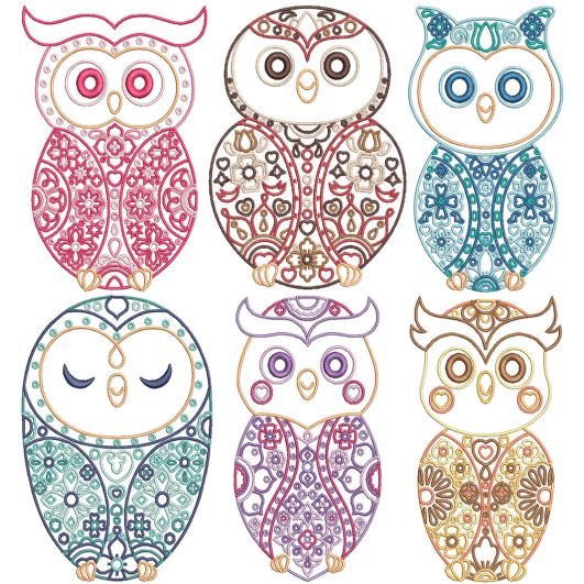 Scandinavian Owls | Machine Embroidery Designs by JuJu