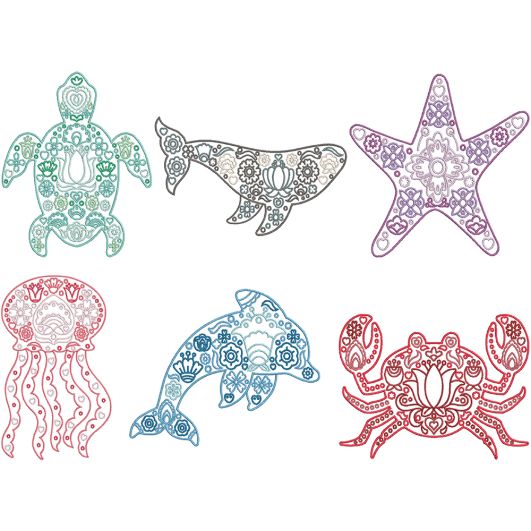 Scandinavian Sea Creatures | Machine Embroidery Designs by JuJu