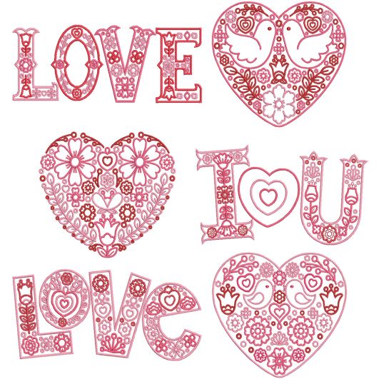 Scandinavian Valentines Machine Embroidery Designs by JuJu