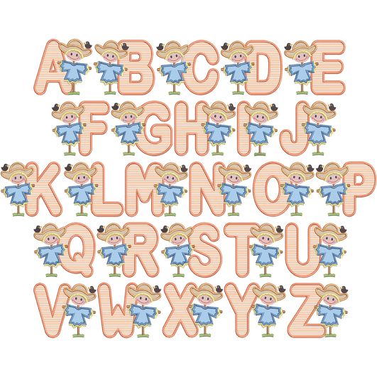 Scarecrow Boy Applique Alphabet | Machine Embroidery Designs by JuJu