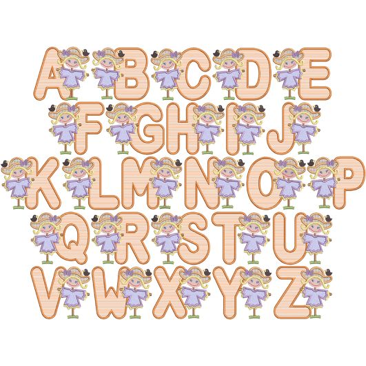 Scarecrow Girl Applique Alphabet | Machine Embroidery Designs by JuJu