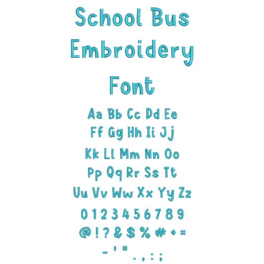 School Bus Embroidery Font | Machine Embroidery Designs by JuJu