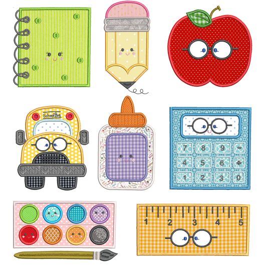 School Sweet School Applique Machine Embroidery Designs By JuJu