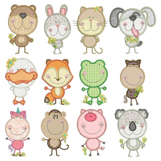 Scribble Critters Applique Machine Embroidery Designs by JuJu