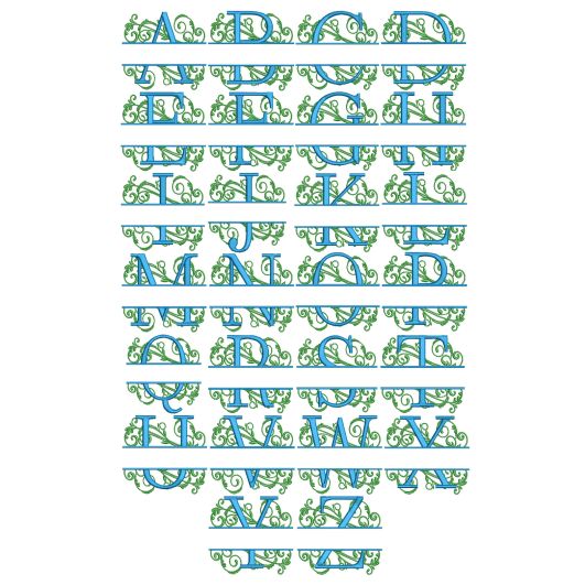 Scrolling Split Monogram Machine Embroidery Designs By JuJu