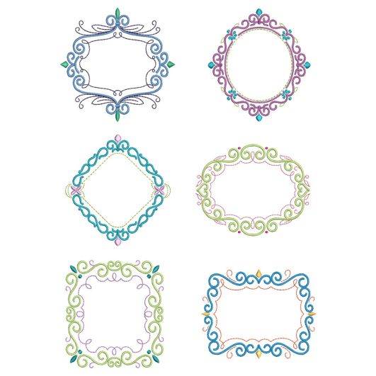 Scrolly Monogram Frames | Machine Embroidery Designs by JuJu