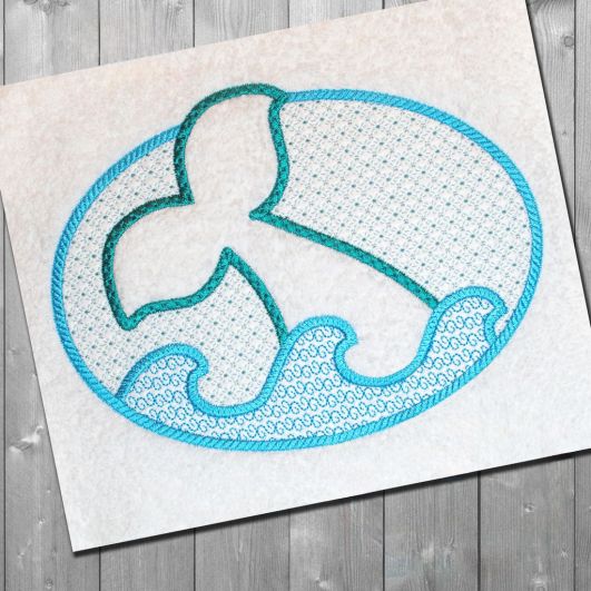 Mermaid Tail Towel Motif | Machine Embroidery Designs by JuJu