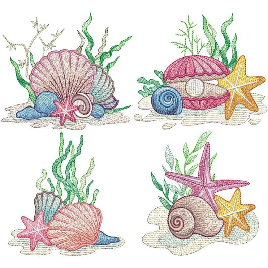 Sea Shell Splendor 1 | Machine Embroidery Designs by JuJu