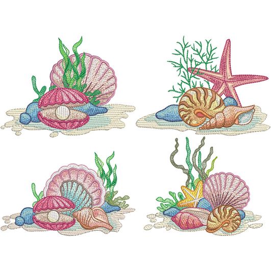 Sea Shell Splendor 2 | Machine Embroidery Designs by JuJu