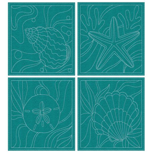 Seashells Quilt Blocks 2 Digital Embroidery Machine Designs by JuJu