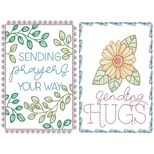 Sending Hugs And Prayers Greeting Cards | Machine Embroidery Designs by JuJu