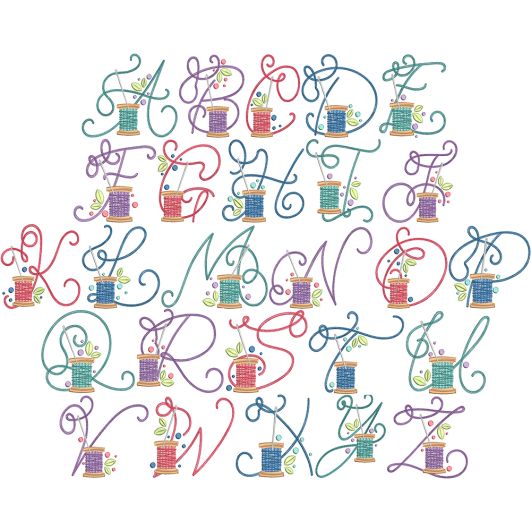 Sewing Alphabet | Machine Embroidery Designs by JuJu