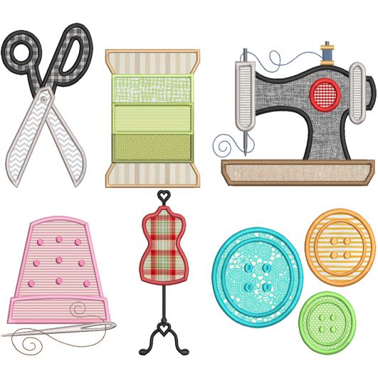 Sewing Room Applique 1 Machine Embroidery Designs by JuJu