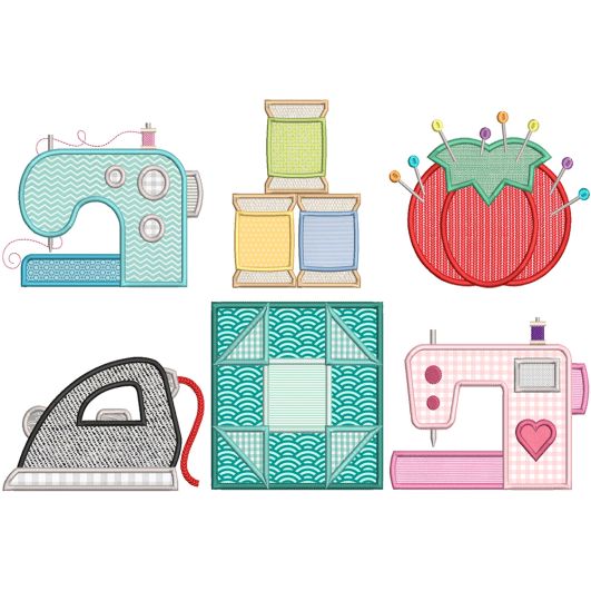 Sewing Room Applique 2 Machine Embroidery Designs by JuJu