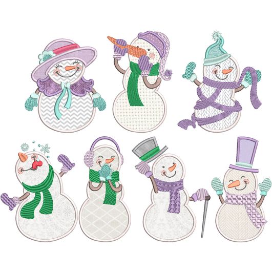 Silly Snowmen Applique | Machine Embroidery Designs by JuJu