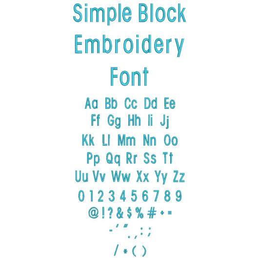 Simple Block Embroidery Font | Machine Embroidery Designs by JuJu