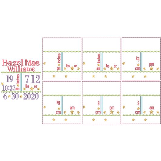 Simple Stars Birth Announcement Template Machine Embroidery Designs by JuJu