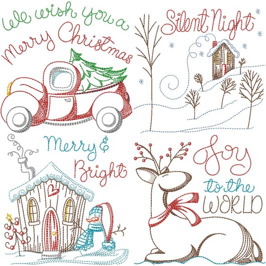 Simply Christmas Sketch 2 Embroidery Design Set | Designs by JuJu