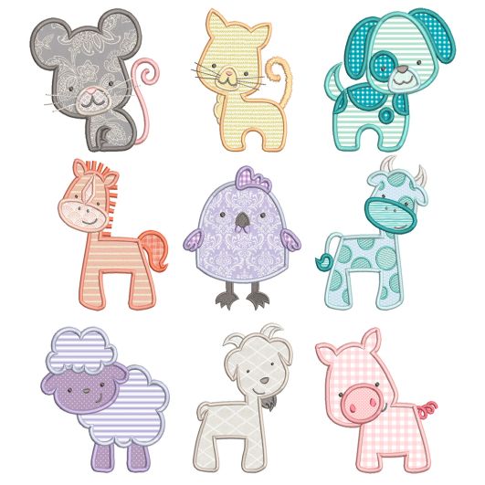 Simply Farm Critters Applique Machine Embroidery Designs By JuJu