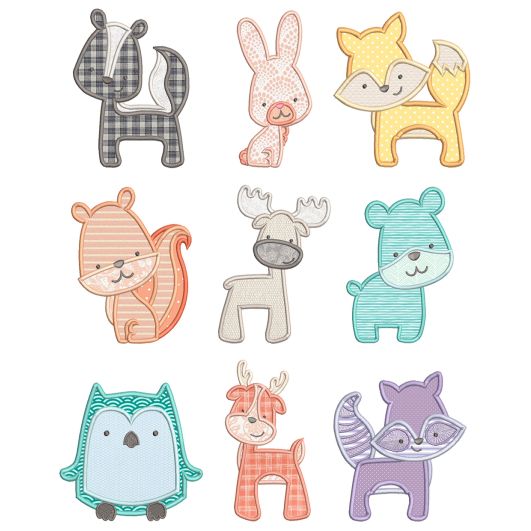 Simply Forest Critters Applique Machine Embroidery Designs By JuJu