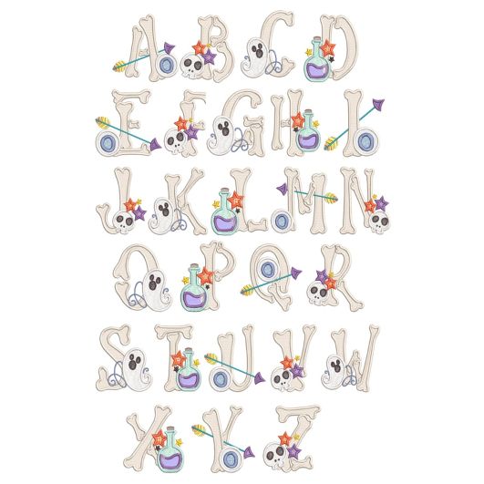 Skeleton Alphabet | Machine Embroidery Designs by JuJu