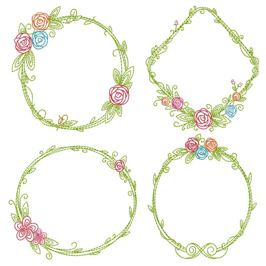 Sketch Monogram Frames 1 | Machine Embroidery Designs by JuJu