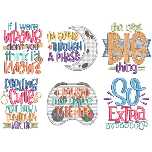 Small Attitude Word Art 1 Machine Embroidery Designs by JuJu
